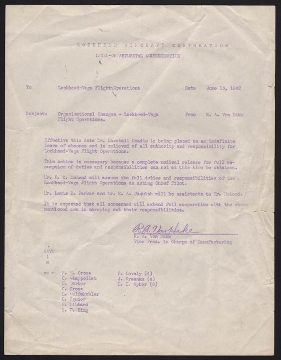 Lockheed Interdepartmental Memo, June 13, 1942